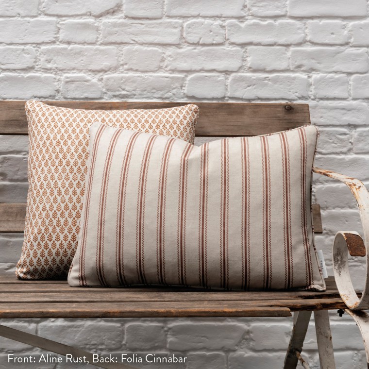 Aline Rust Printed Cotton Cushion 55cm x 38cm | The Pure Edit