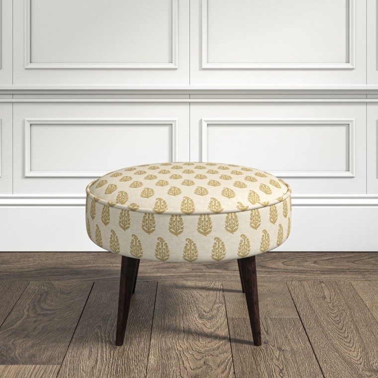 furniture brancaster footstool indira ochre print lifestyle