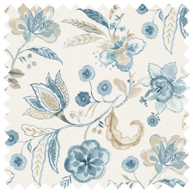 Anushka China Blue Printed Cotton Fabric