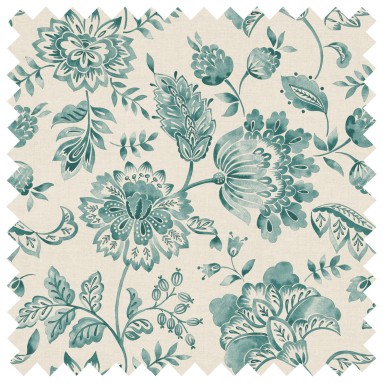 Kamila Teal Printed Cotton Fabric