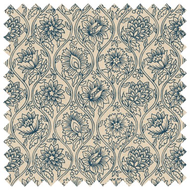 Lotus Midnight Printed Cotton Fabric