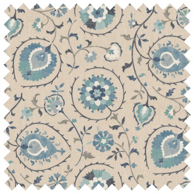 Shimla Azure Printed Cotton Fabric