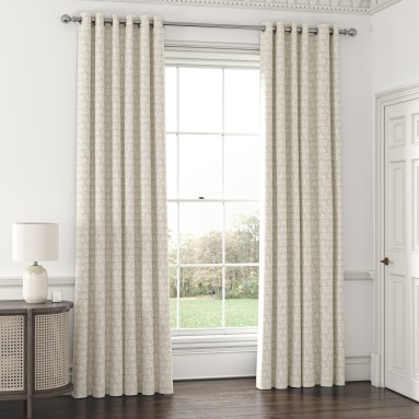 Ellora Mocha Eyelet Lined Ready Made Curtains