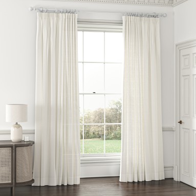 Flanders Alabaster Pencil Pleat Unlined Ready Made Curtains