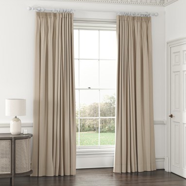 Flanders Natural Pencil Pleat Lined Ready Made Curtains