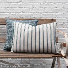 Aline Indigo Printed Cotton Cushion 55cm x 38cm