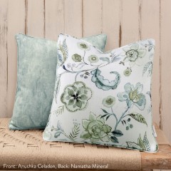 Anushka Celadon Printed Cotton Cushion 43cm x 43cm