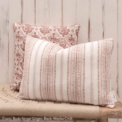 Bodo Stripe Ginger Printed Cotton Cushion 55cm x 38cm