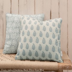 Indira Chambray Printed Cotton Cushion 43cm x 43cm