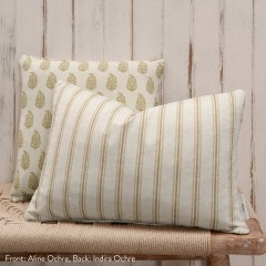 Indira Ochre Printed Cotton Cushion 43cm x 43cm