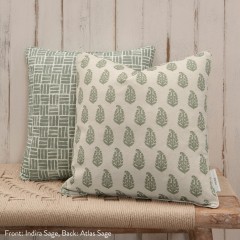 Indira Sage Printed Cotton Cushion 43cm x 43cm