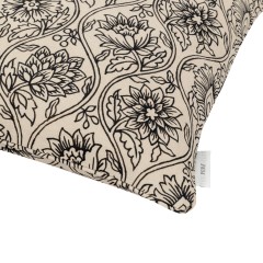 Lotus Charcoal Printed Cotton Cushion 43cm x 43cm