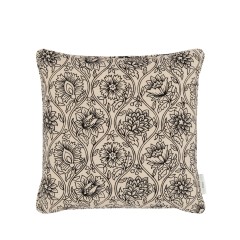 Lotus Charcoal Printed Cotton Cushion 43cm x 43cm