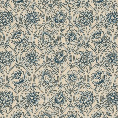 Lotus Midnight Printed Cotton Fabric