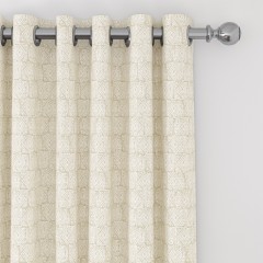 ready made curtain ellora linen print eyelet lined detail