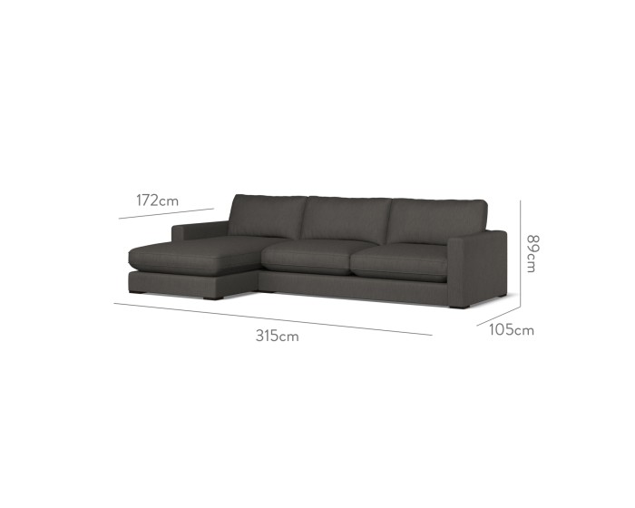 Cloud Large Chaise LHF Amina Charcoal