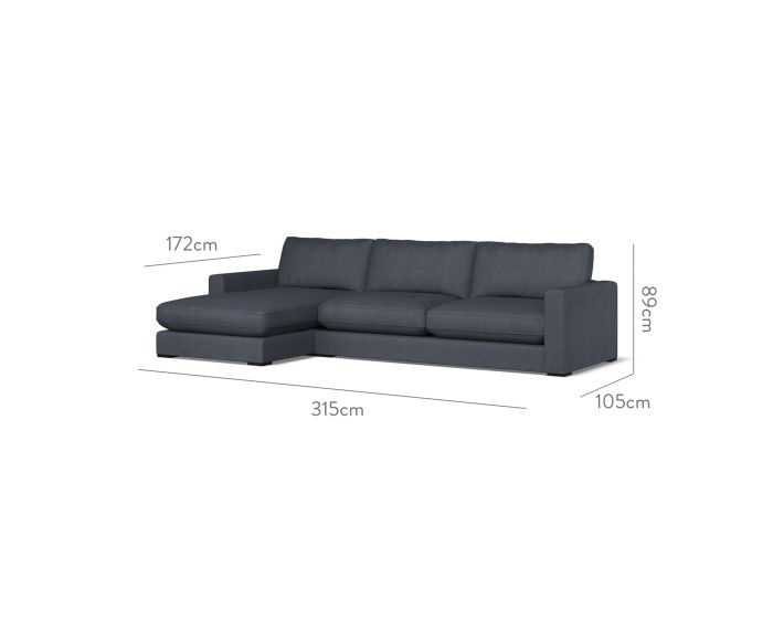 Cloud Large Chaise LHF Amina Indigo