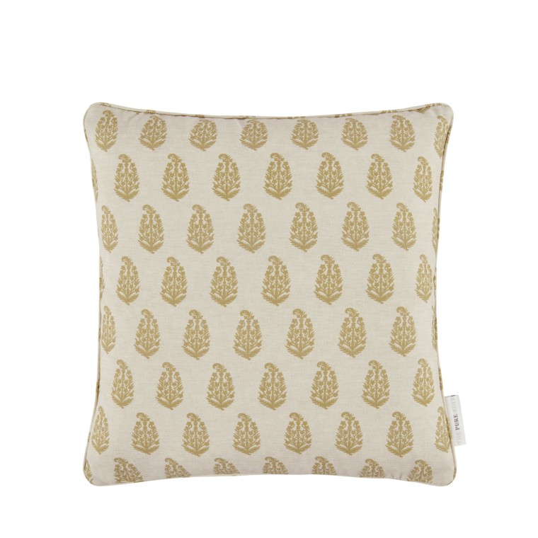 Indira Ochre Printed Cotton Cushion 43cm x 43cm