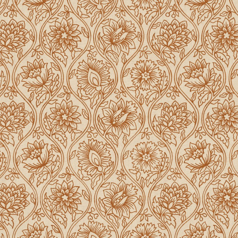 Lotus Ginger Printed Cotton Fabric