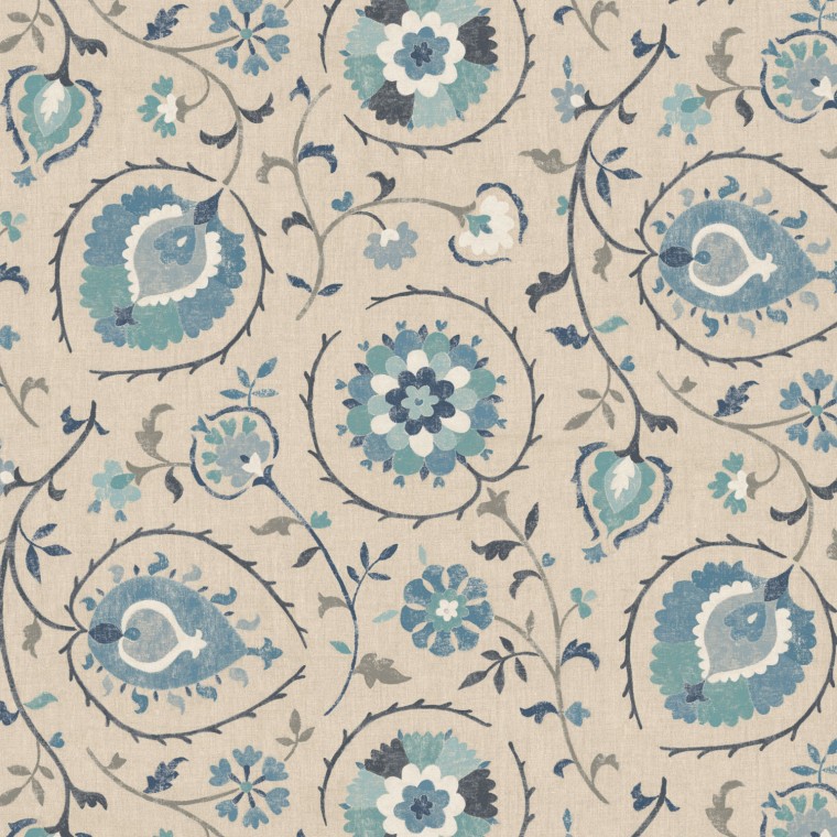 Shimla Azure Printed Cotton Fabric