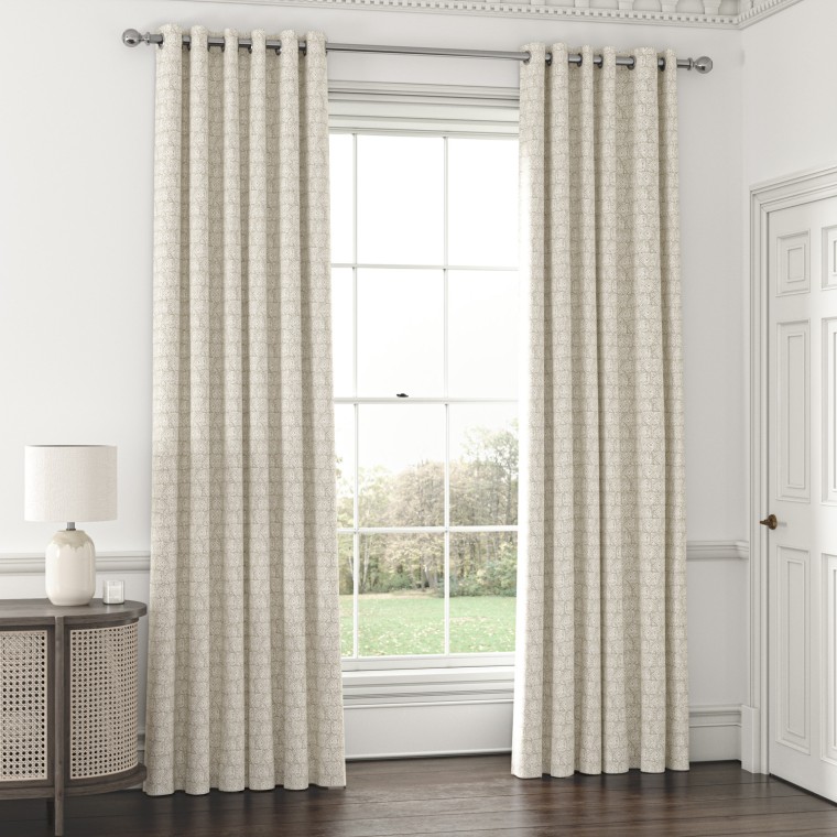 ready made curtain ellora mocha print eyelet lined main