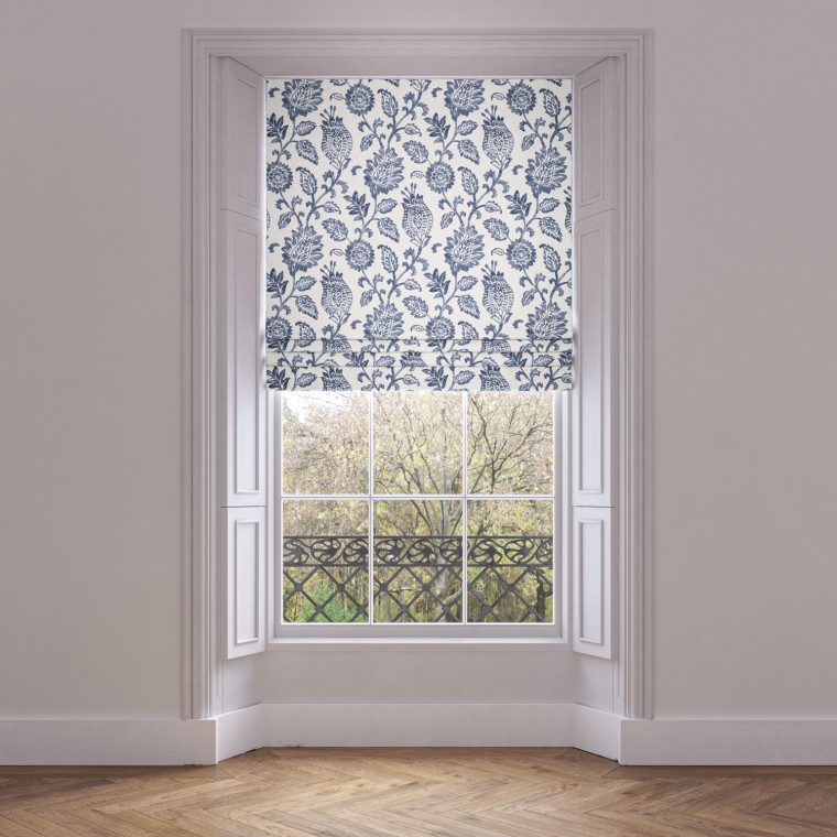 roman blind palais indigo print lifestyle 1